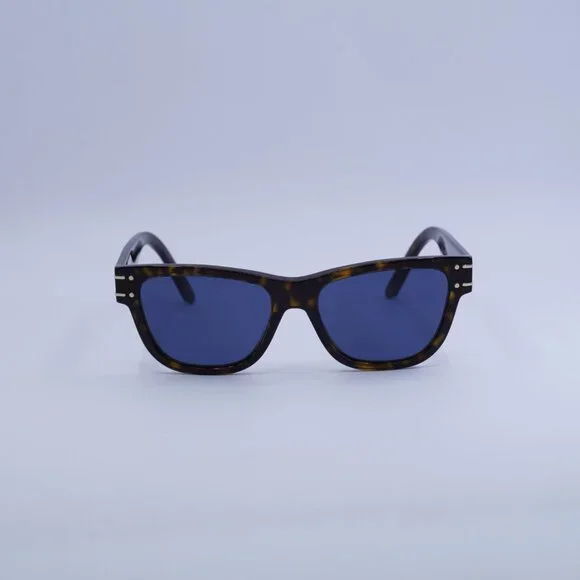 Dior DIORSIGNATURE S6U 20B0 Sunglasses Havana Square Frame, Blue Lenses - Picture 3 of 10